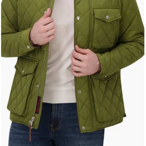 NEW ROBERT GRAHAM Diamond Quilted Utility Jacket With Corduroy Collar lime 864mn - Picture 8 of 8